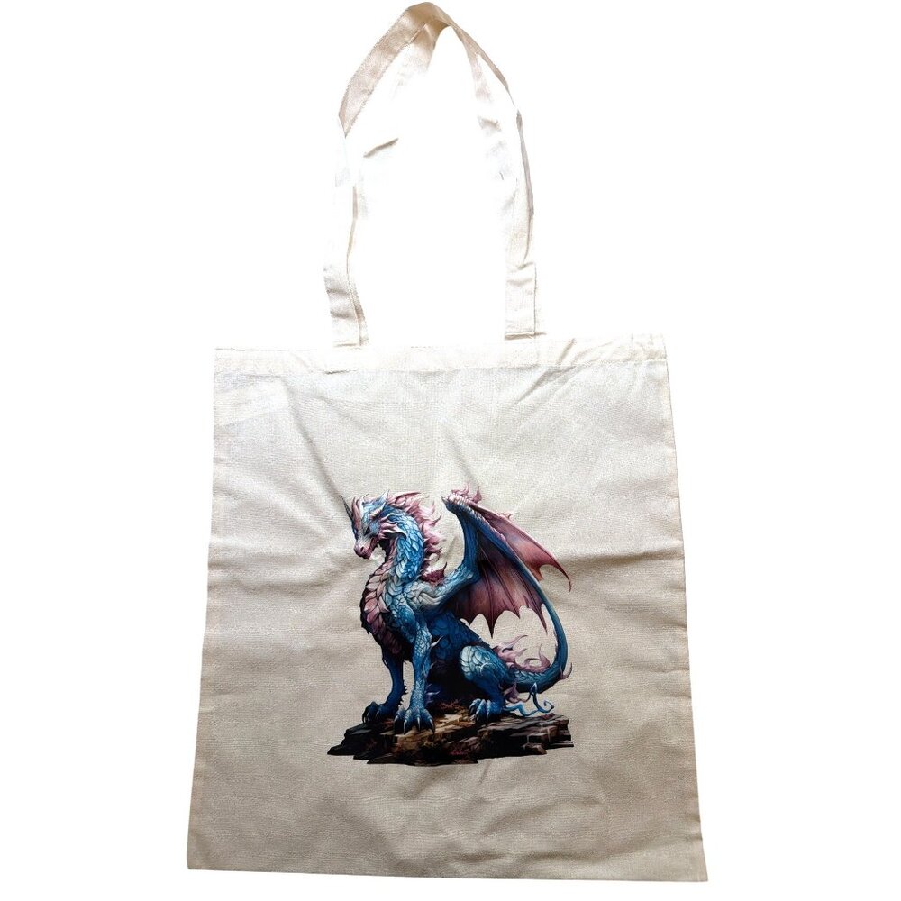 Unique Fantasy Dragon Canvas Tote Bag Graphic Print - Picture 2 of 3